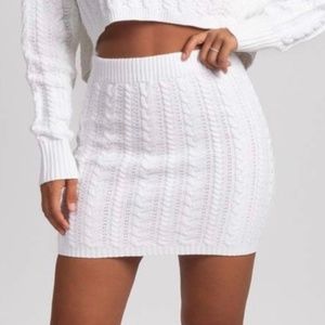 meshki white knit mini skirt